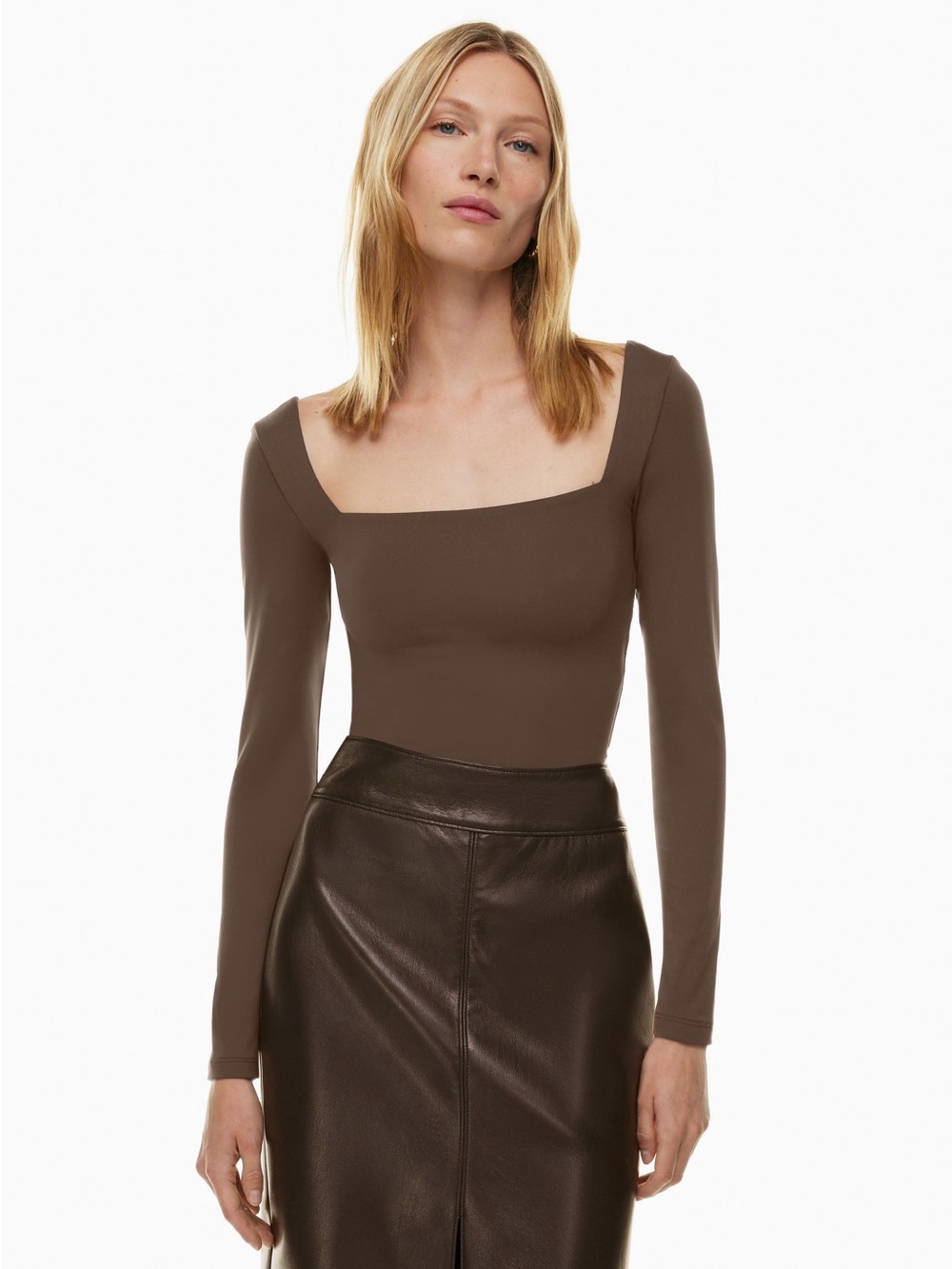 Women's Square Neck Bodysuit Long Sleeve Double Lined